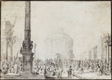 A Procession Before a Circular Temple