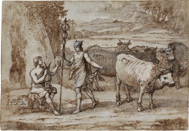 Mercury returning the cattle of Admetus to Apollo