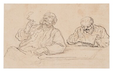 Recto: Le fumeur et le lecteur;  Verso: Study of a lawyer carried away by his plea
