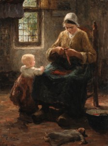 Mother and child in an interior