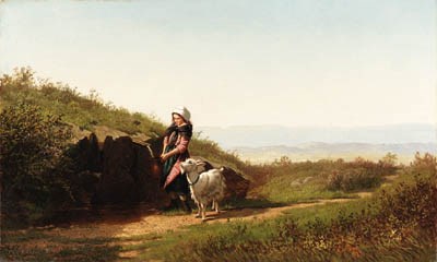 Woman Fetching Water with a Goat