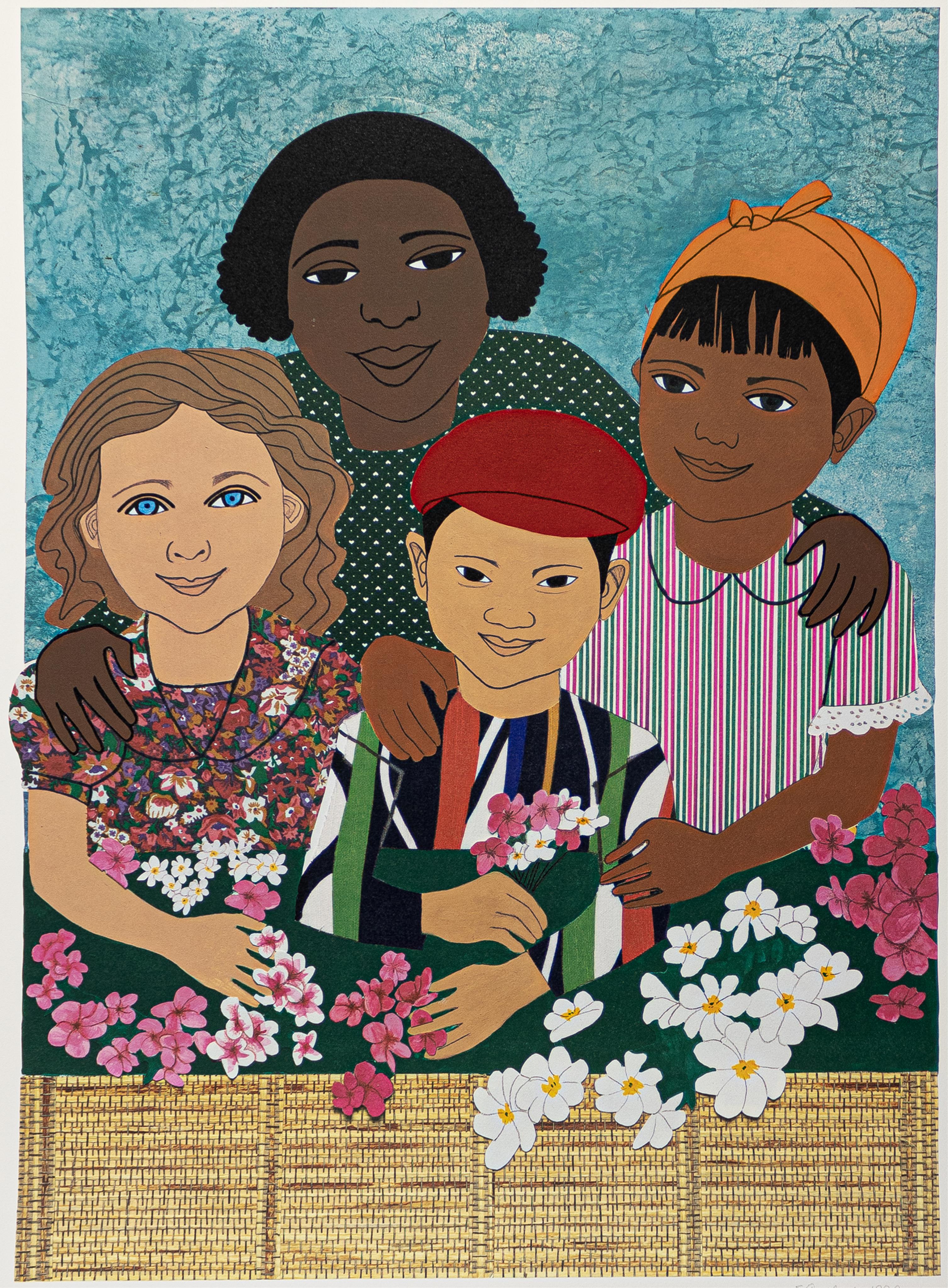 Elizabeth Catlett, Children with Flowers