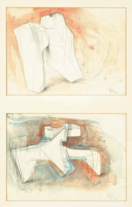 Two drawings for 'Head and shoulders of Augustus', framed together