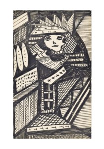 Untitled, three women against abstract settings