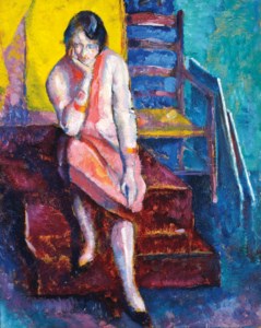 Seated woman in the studio