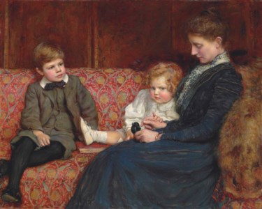 Portrait of Mrs Evelyn Mary Agnew, neé Naylor, wife of (Charles) Morland Agnew (1855-1931), with two of their children