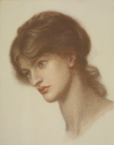 Head study of Marie Spartali Stillman (1844-1927) for 'Dante's Dream'
