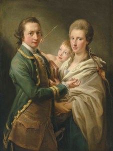Group portrait of the Hon. Arthur Saunders Gore, Viscount Sudley, later 2nd Earl of Arran (1734-1809), and his wife Catherine, née Annesley (1739-1770), with their son (?), Arthur Saunders Gore, later 3rd Earl of Arran (1761-1837), as Cupid, three-quarter-length