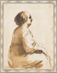 A seated woman in profile