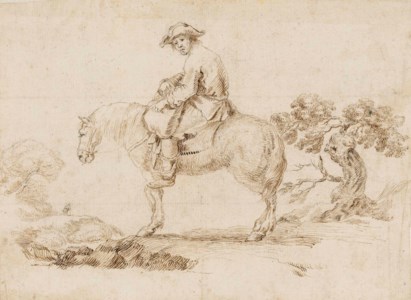 A man on a horse in a landscape