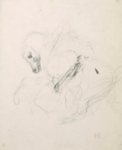 A rearing horse with an horseman