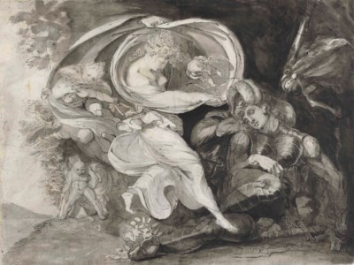 The Faerie Queene appears to Prince Arthur, from Edmund Spenser's 'The Faerie Queene' ( recto ); and A sketch for the Faerie Queene and Prince Arthur ( verso )