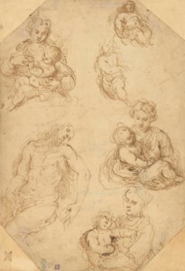Studies of the Madonna and Child with a subsidiary study for a Lamentation