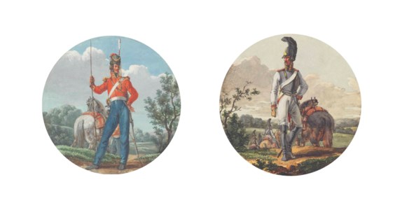 A Prussian lancer; A Prussian cuirassier; and A Prussian dragoon
