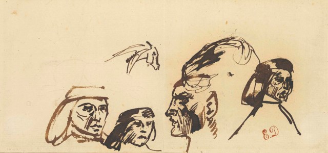 Studies of heads after the Old Masters ( recto ); Study of a pointing figure with subsidiary figure studies ( verso )