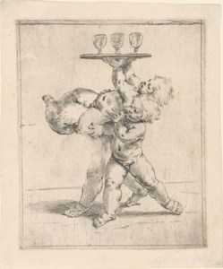 Three Putti with a Tray and Goblets (Bartsch 18)