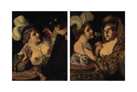 An allegory of the sense of smell and hearing; and An allegory of the sense of sight