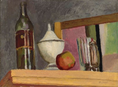 Still Life of Bottle, Apple and Jar