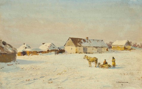 A farm by Nikolskoe (Kherson Governorate), a wintry sunny day