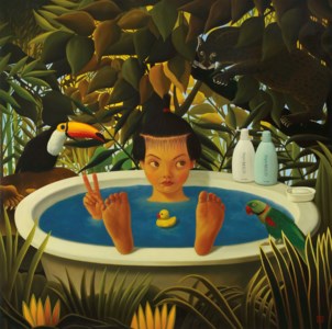 In the Rousseau's forest Naoko takes a bath