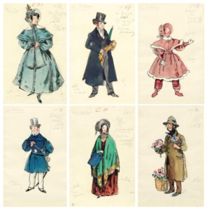 Six costume designs for 'La bohème'