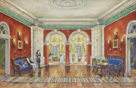 Stage design for 'Eugene Onegin': Ball at the Larins