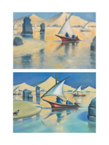 (i) Assouan – île et dunes (ii) Assouan – île et dunes (esquisse)