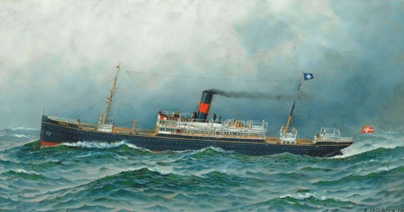 The Danish steamship Oscar II at sea