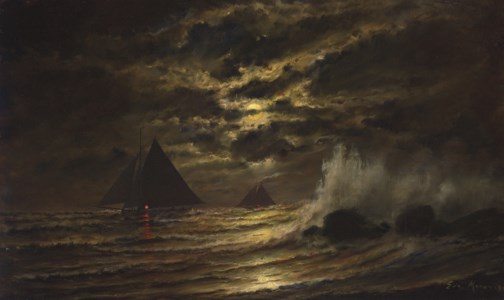 Skipjacks on the Chesapeake Bay at moonlight