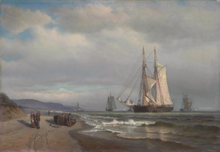 Shipping in a calm in Sandy Hook Bay