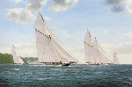Britannia and Westward racing off Cowes