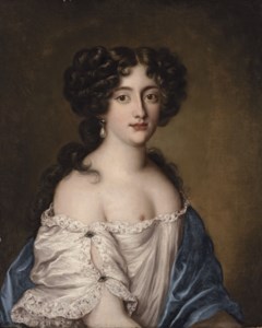 Portrait of Ortensia Mancini, as Aphrodite, half-length, in a white chemise and blue shawl