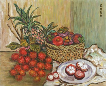 Still Life with Rambutans, Mangosteens and Pineapple