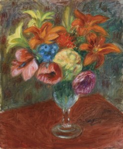 Poppies, Lillies, & Blue Flower
