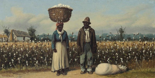 Man and Woman with Cotton Basket on Her Head