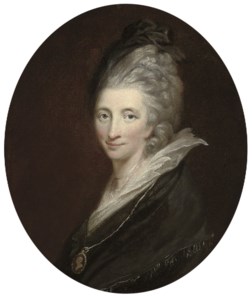 Portrait of Hester Lynch Thrale (1741-1821), née Salusbury, bust-length, in black mourning dress and hat