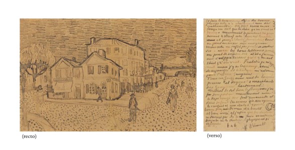Van Gogh, La maison de Vincent à Arles (La maison jaune) ( recto ); page of a letter from Vincent to his brother Theo ( verso )