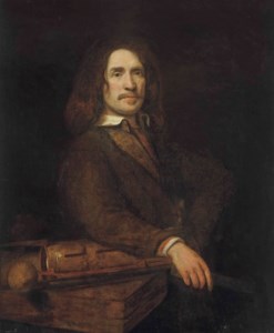 Portrait of a gentleman, possibly Caspar Calthoff (d.1664), three-quarter-length, in a brown coat, his right arm resting on a water pump