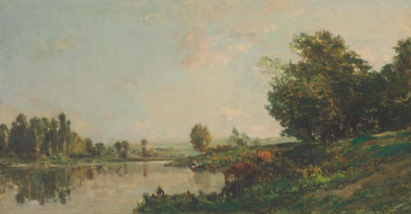 Au bords de l'Oise, lavandières et vaches