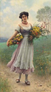 A Maiden gathering Flowers