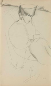 Femme au chapeau dans un paysage (recto); Étude de femme au chapeau (verso)