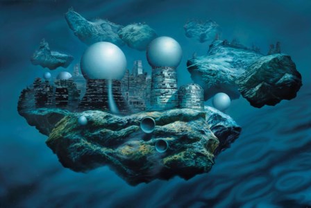 Glenn Brown, Böcklin's Tomb (copied from 'Floating Cities' 1981 by Chris Foss)