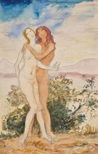 Two nudes in a landscape
