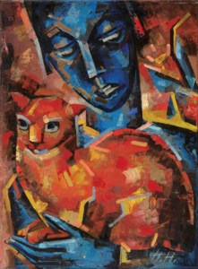 Selbstbildnis mit Katze Ninn