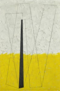 Four figures, black, white & yellow
