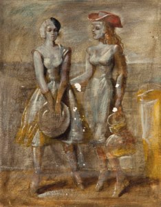 Untitled (two elegant women) (recto); Untitled (figure study) (verso)