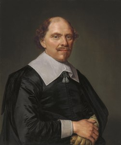 Portrait of a gentleman, half-length, in a black costume with lace collar and cuffs