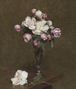 Henri Fantin-Latour, Roses blanches et roses dans une flûte à champagne