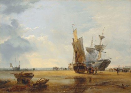 Brig on Sands: Vessels on the Sands at Hastings