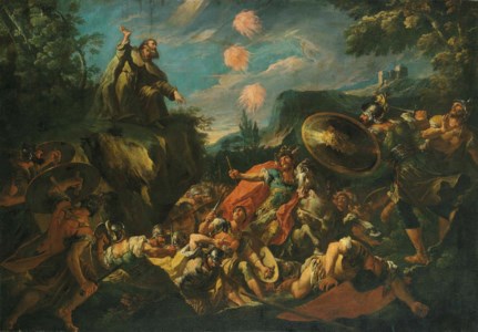 Elijah calling fire from Heaven to destroy the soldiers of Ahaziah